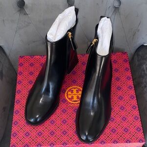 Tory Burch Black Calf Leather Ankle Booties
